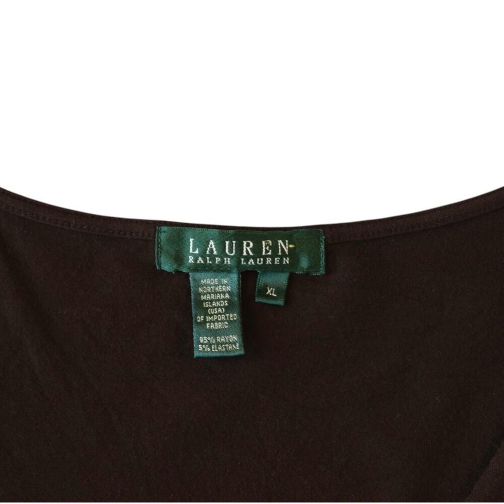 Y2K Lauren Ralph Lauren Dark Brown V Neck Tank Top Size XL - Picture 3 of 4